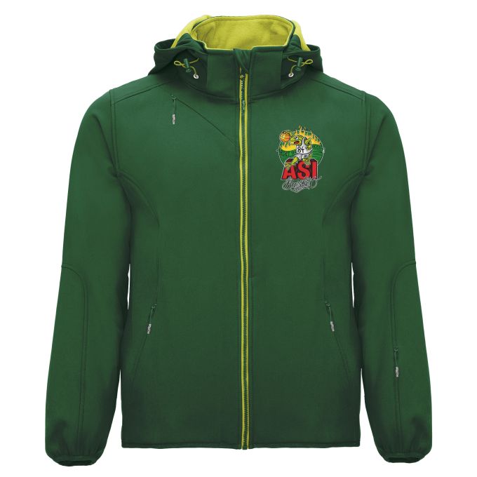 Veste Softshell Contrastée avec capuche Amovible de qualité supérieure (matériau de personnalisation haut de gamme, imprimé en France)